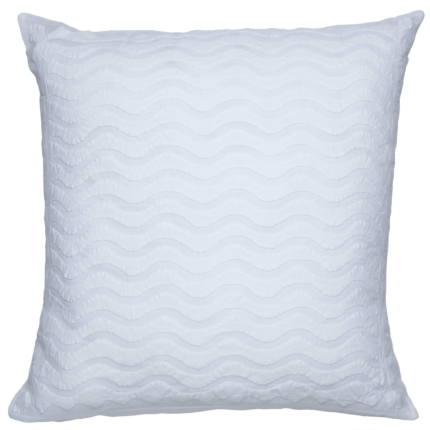 Waves Applique Pillow Cover - White